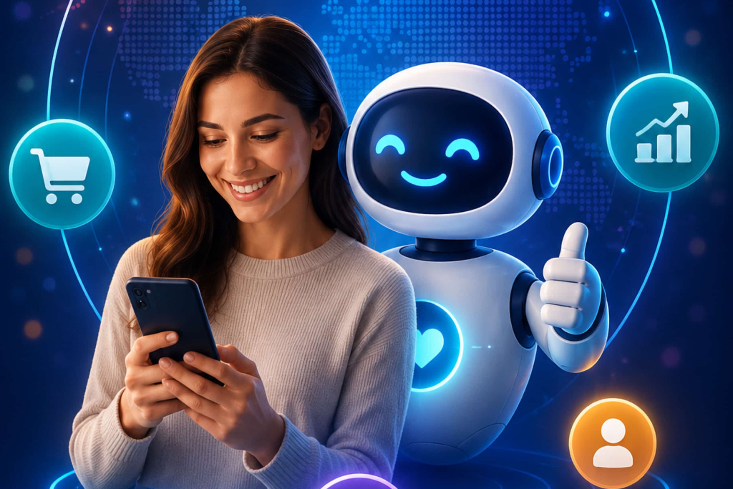 imagem de uma mulher utilizando a ia no atendimento
