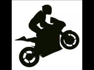 Desenho de pessoa empinando moto, representando multa por direção perigosa com moto