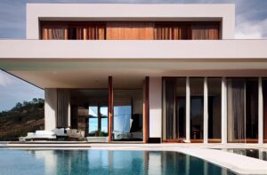 Casa de luxo moderna com piscina.